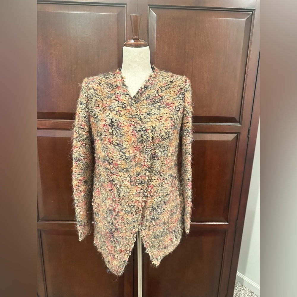 IRO Multicolor Bouclé Teddy Jacket in Tan, Pink & Gray